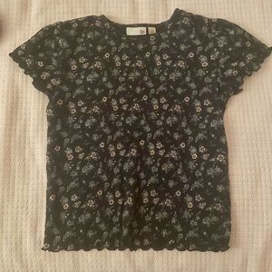 Black Floral Short Sleeve T-Shirt